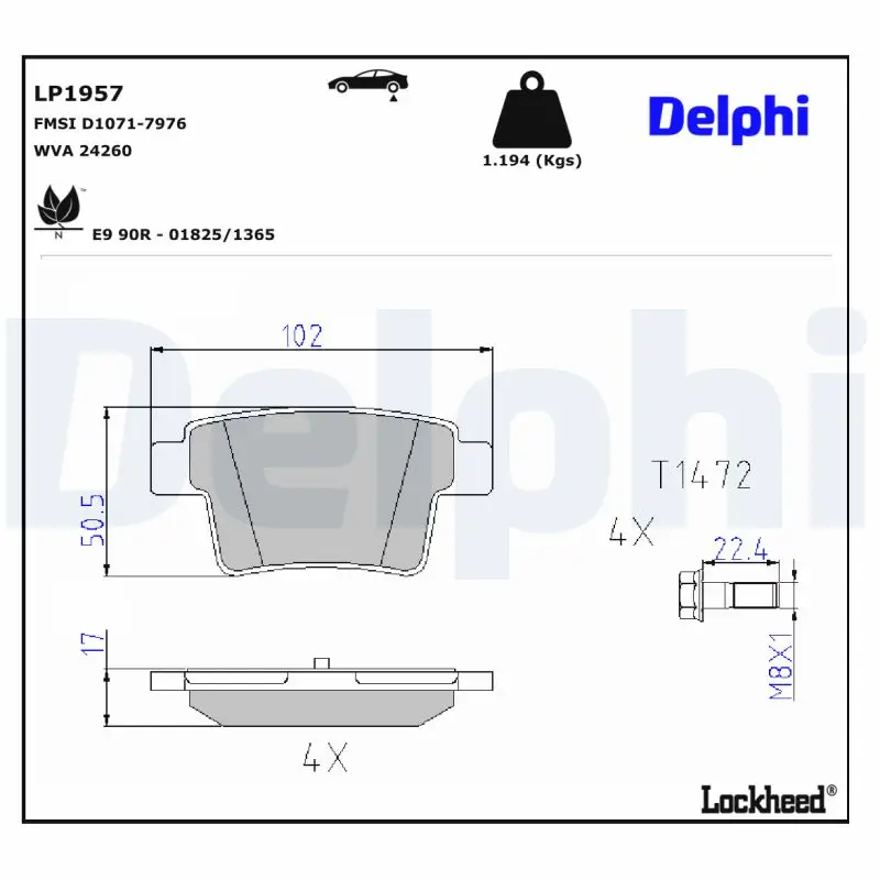 Bremsbelagsatz, Scheibenbremse DELPHI LP1957