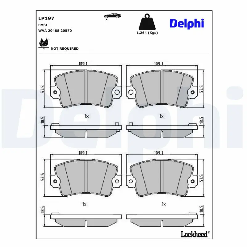 Bremsbelagsatz, Scheibenbremse Vorderachse DELPHI LP197