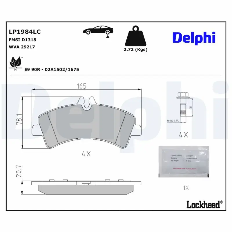 Bremsbelagsatz, Scheibenbremse DELPHI LP1984LC