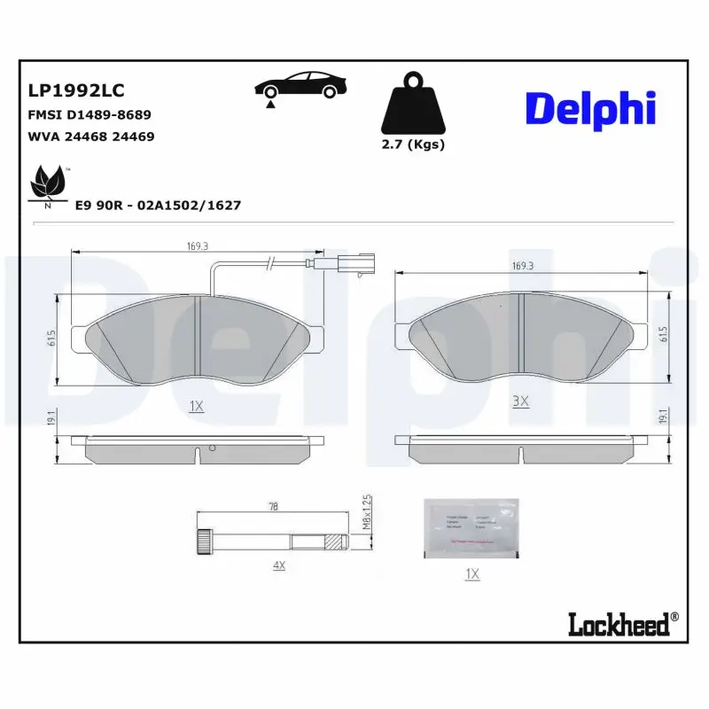 Bremsbelagsatz, Scheibenbremse DELPHI LP1992LC