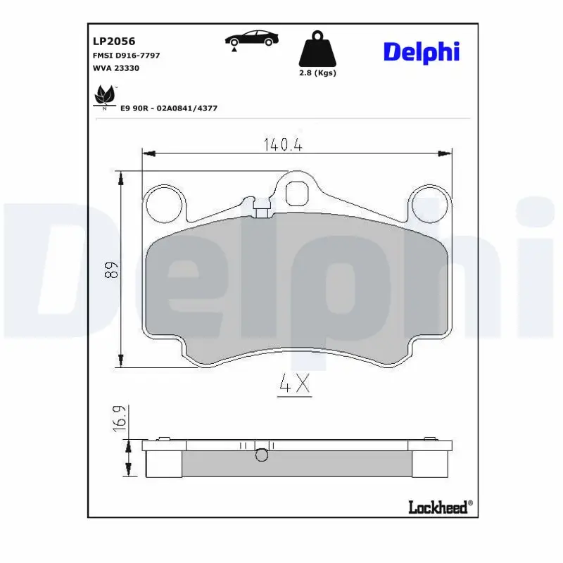 Bremsbelagsatz, Scheibenbremse DELPHI LP2056