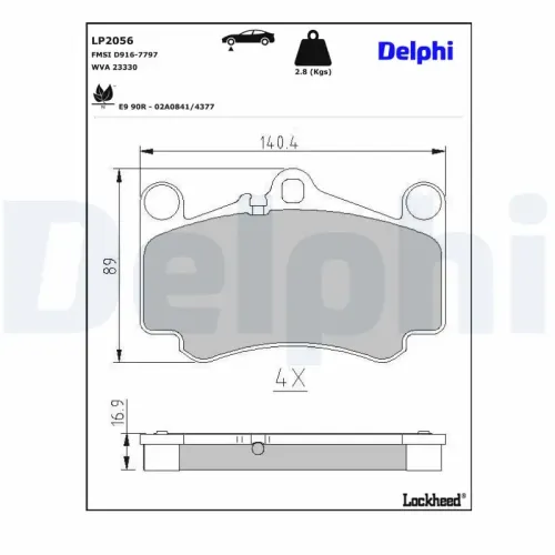 Bremsbelagsatz, Scheibenbremse DELPHI LP2056 Bild Bremsbelagsatz, Scheibenbremse DELPHI LP2056