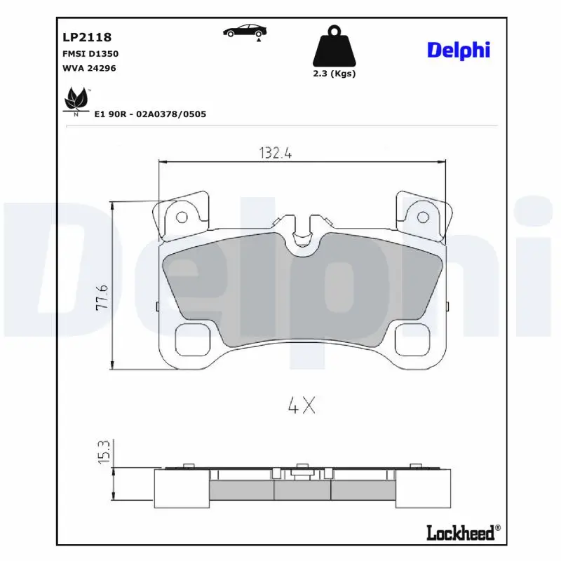 Bremsbelagsatz, Scheibenbremse Hinterachse DELPHI LP2118