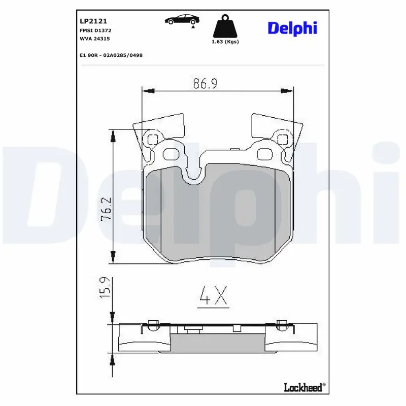 Bremsbelagsatz, Scheibenbremse DELPHI LP2121