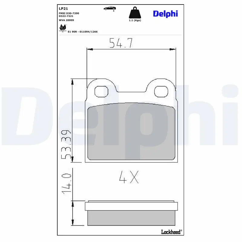 Bremsbelagsatz, Scheibenbremse DELPHI LP21