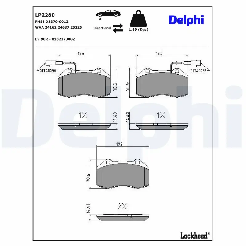 Bremsbelagsatz, Scheibenbremse DELPHI LP2280