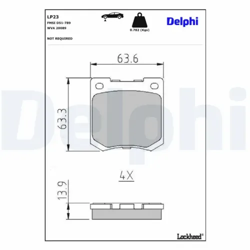 Bremsbelagsatz, Scheibenbremse Vorderachse DELPHI LP23 Bild Bremsbelagsatz, Scheibenbremse Vorderachse DELPHI LP23