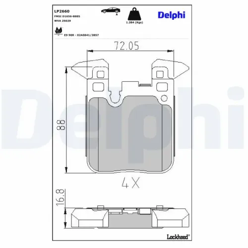 Bremsbelagsatz, Scheibenbremse DELPHI LP2660 Bild Bremsbelagsatz, Scheibenbremse DELPHI LP2660