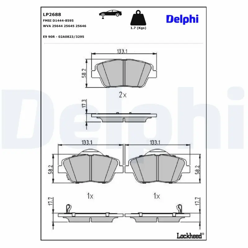 Bremsbelagsatz, Scheibenbremse DELPHI LP2688
