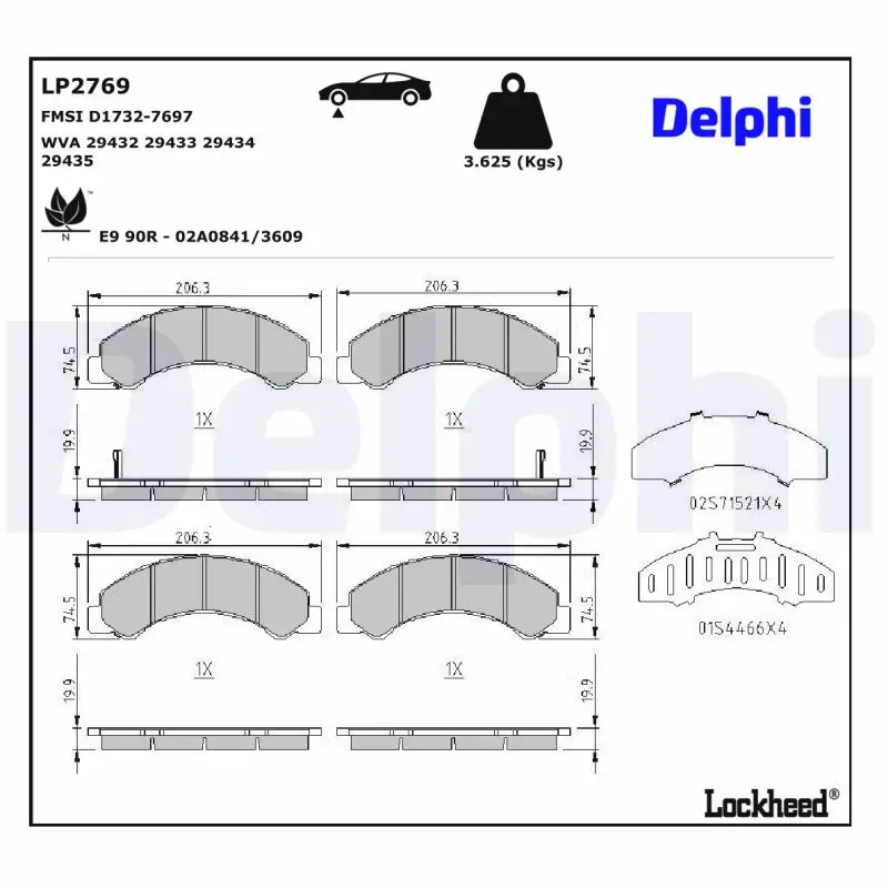 Bremsbelagsatz, Scheibenbremse DELPHI LP2769