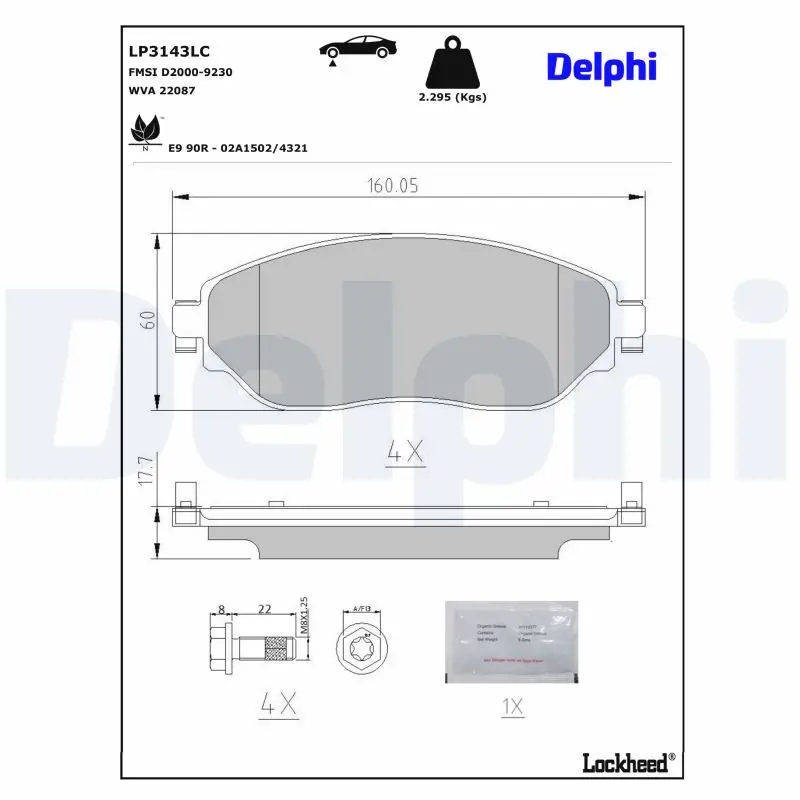 Bremsbelagsatz, Scheibenbremse DELPHI LP3143LC
