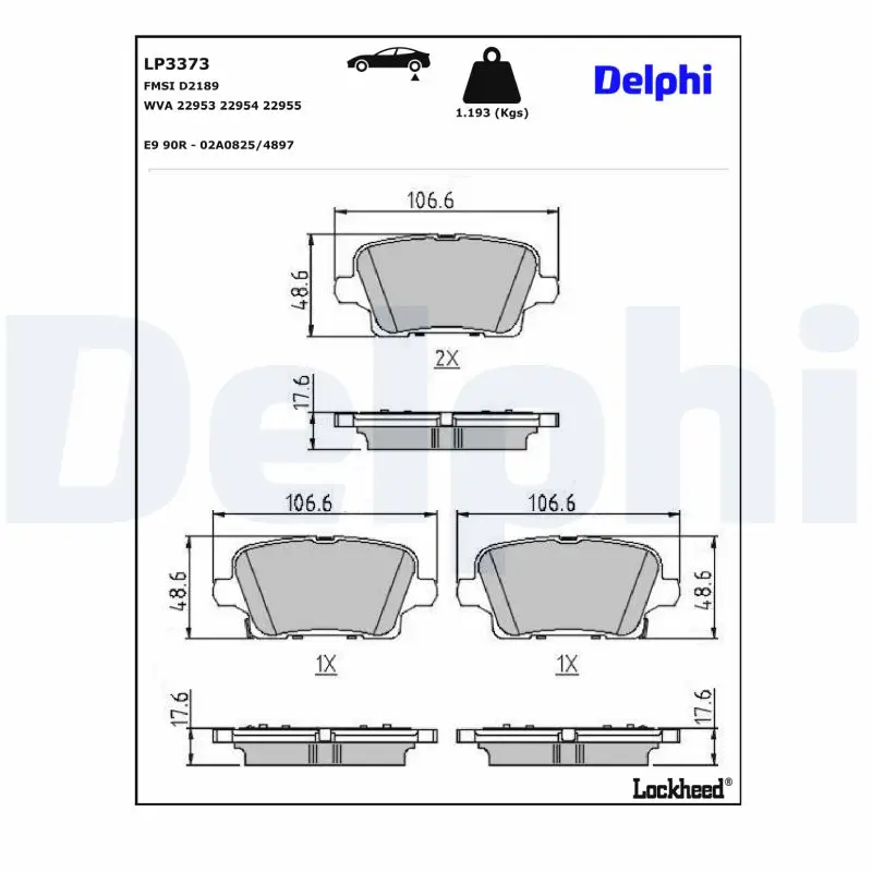 Bremsbelagsatz, Scheibenbremse DELPHI LP3373