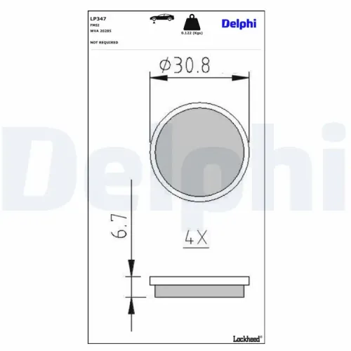 Bremsbelagsatz, Scheibenfeststellbremse DELPHI LP347 Bild Bremsbelagsatz, Scheibenfeststellbremse DELPHI LP347
