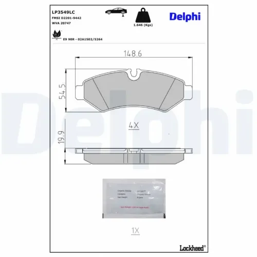 Bremsbelagsatz, Scheibenbremse DELPHI LP3549LC Bild Bremsbelagsatz, Scheibenbremse DELPHI LP3549LC