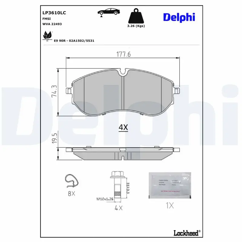 Bremsbelagsatz, Scheibenbremse DELPHI LP3610LC
