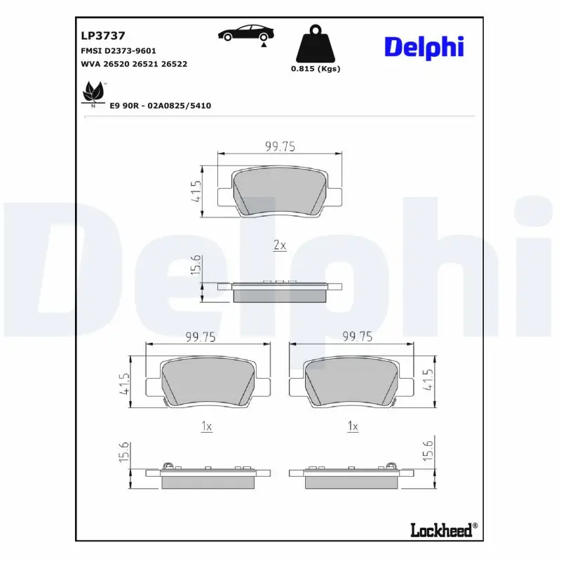 Bremsbelagsatz, Scheibenbremse DELPHI LP3737