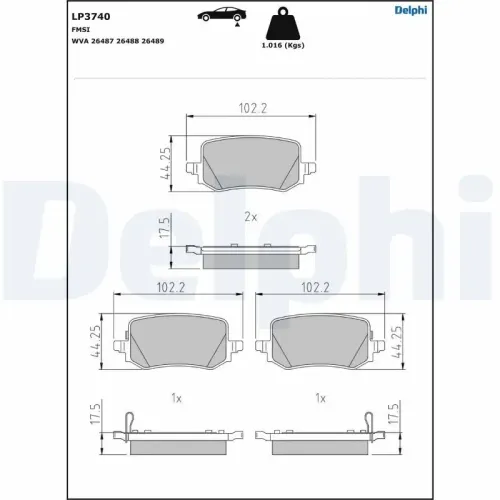 Bremsbelagsatz, Scheibenbremse Hinterachse DELPHI LP3740 Bild Bremsbelagsatz, Scheibenbremse Hinterachse DELPHI LP3740