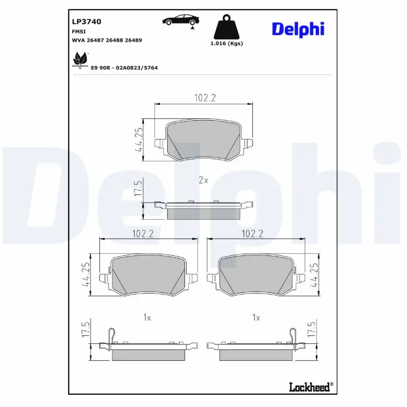 Bremsbelagsatz, Scheibenbremse Hinterachse DELPHI LP3740