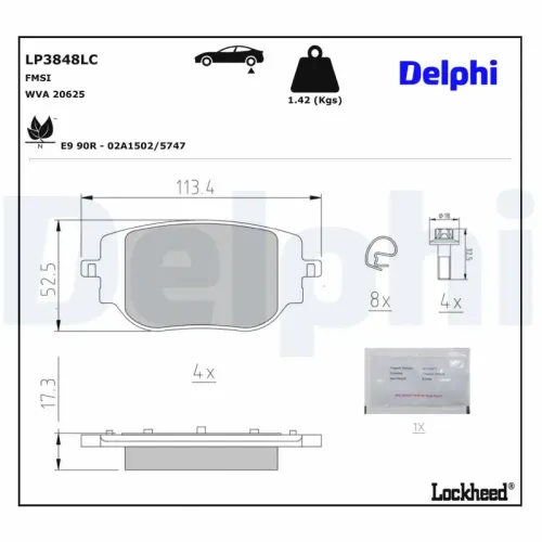 Bremsbelagsatz, Scheibenbremse Hinterachse DELPHI LP3848LC Bild Bremsbelagsatz, Scheibenbremse Hinterachse DELPHI LP3848LC
