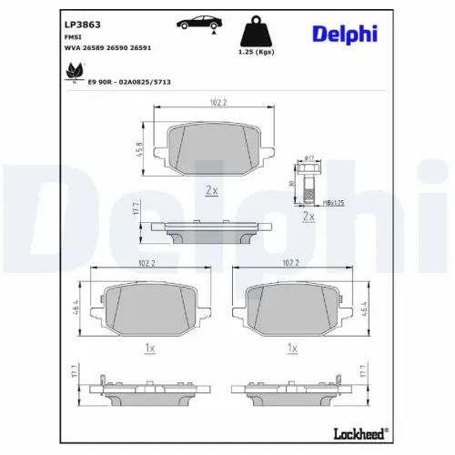 Bremsbelagsatz, Scheibenbremse DELPHI LP3863 Bild Bremsbelagsatz, Scheibenbremse DELPHI LP3863