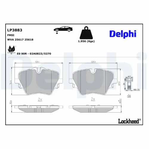 Bremsbelagsatz, Scheibenbremse DELPHI LP3883 Bild Bremsbelagsatz, Scheibenbremse DELPHI LP3883