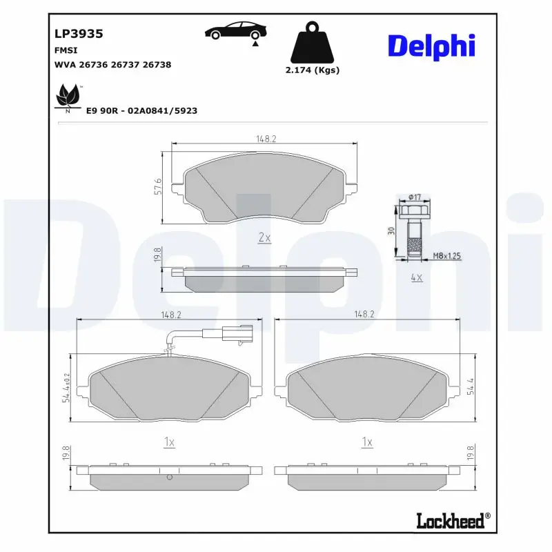 Bremsbelagsatz, Scheibenbremse DELPHI LP3935