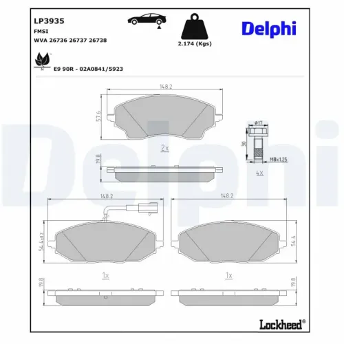 Bremsbelagsatz, Scheibenbremse DELPHI LP3935 Bild Bremsbelagsatz, Scheibenbremse DELPHI LP3935