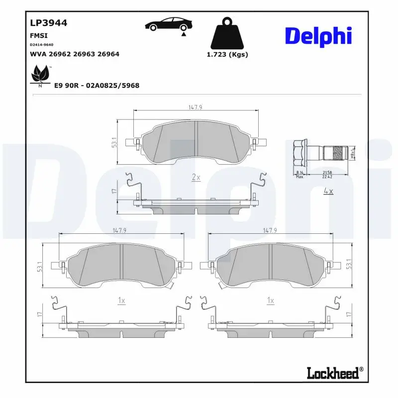 Bremsbelagsatz, Scheibenbremse Hinterachse DELPHI LP3944