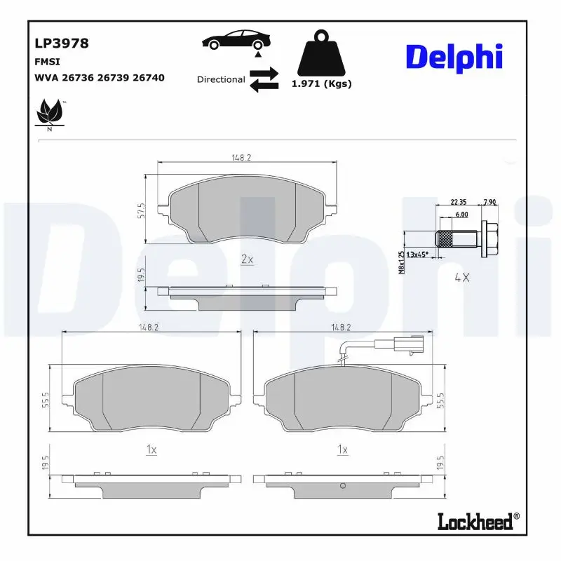 Bremsbelagsatz, Scheibenbremse DELPHI LP3978