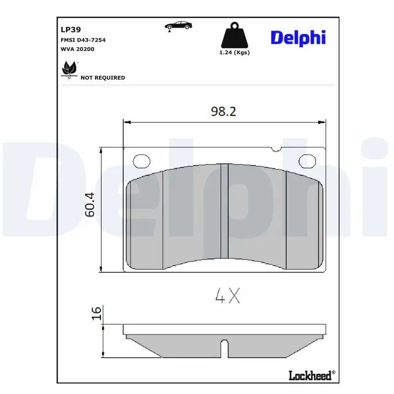 Bremsbelagsatz, Scheibenbremse Vorderachse DELPHI LP39