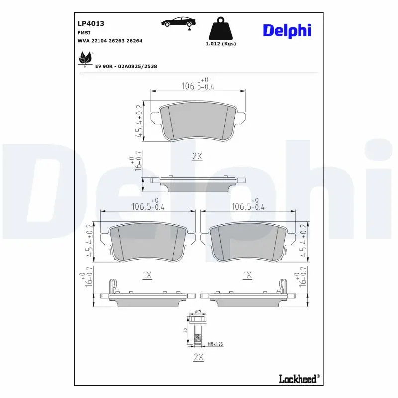 Bremsbelagsatz, Scheibenbremse DELPHI LP4013