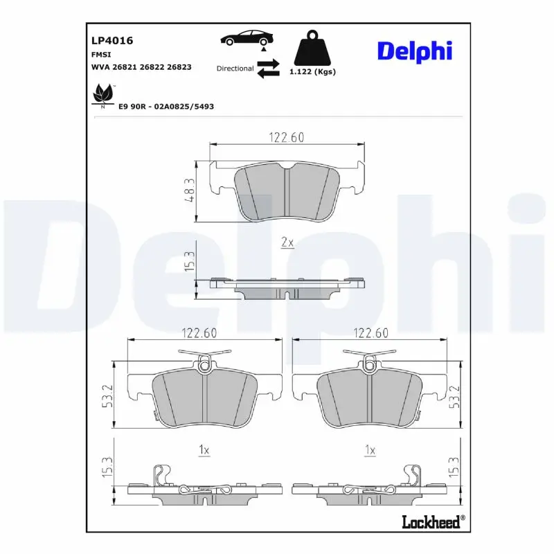 Bremsbelagsatz, Scheibenbremse Vorderachse DELPHI LP4016