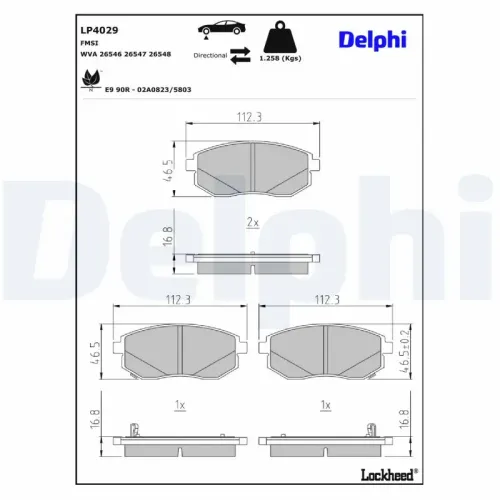 Bremsbelagsatz, Scheibenbremse Vorderachse DELPHI LP4029 Bild Bremsbelagsatz, Scheibenbremse Vorderachse DELPHI LP4029