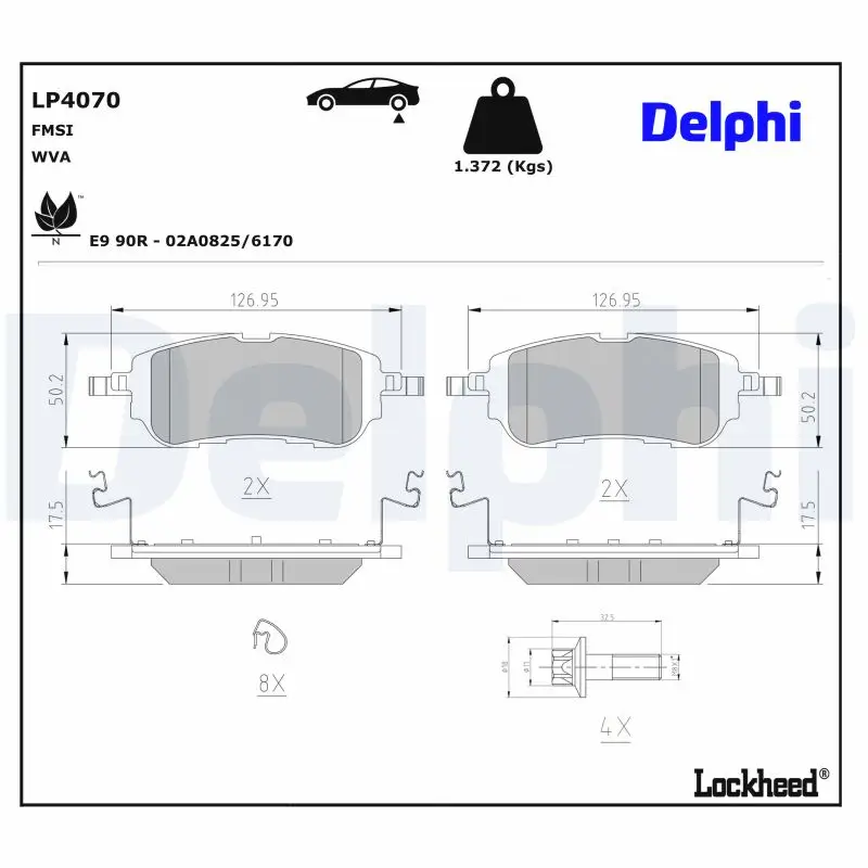 Bremsbelagsatz, Scheibenbremse Hinterachse DELPHI LP4070