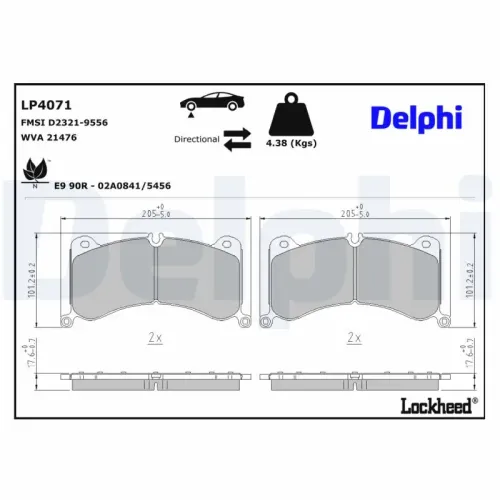 Bremsbelagsatz, Scheibenbremse Vorderachse DELPHI LP4071 Bild Bremsbelagsatz, Scheibenbremse Vorderachse DELPHI LP4071