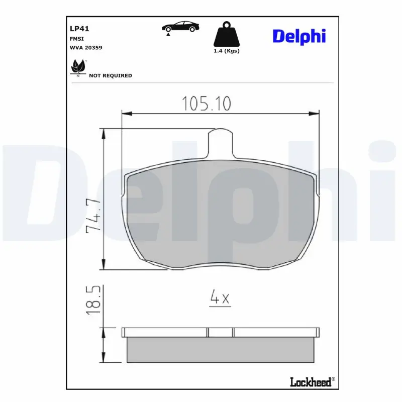 Bremsbelagsatz, Scheibenbremse DELPHI LP41
