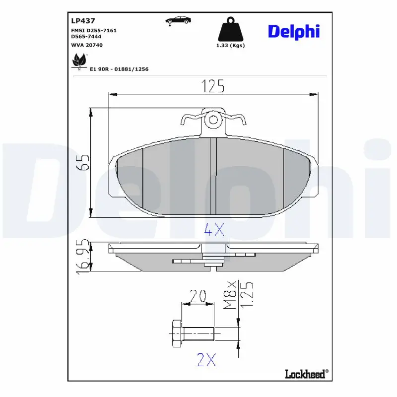Bremsbelagsatz, Scheibenbremse DELPHI LP437