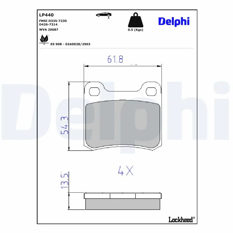 Bremsbelagsatz, Scheibenbremse Hinterachse DELPHI LP440