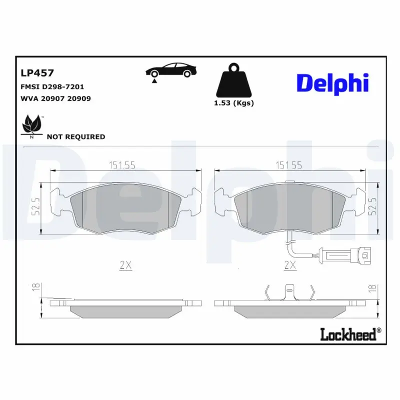 Bremsbelagsatz, Scheibenbremse DELPHI LP457