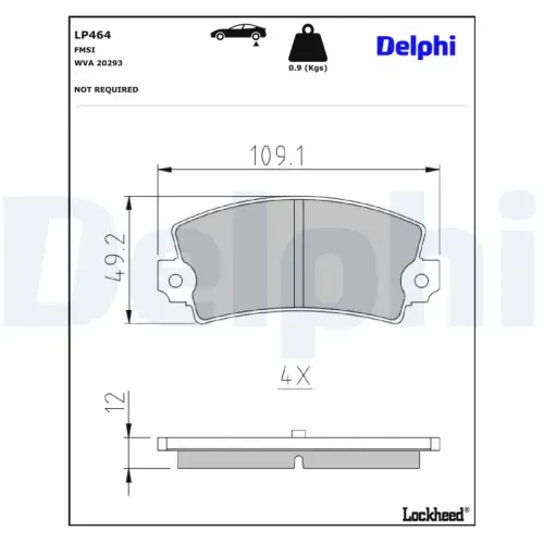 Bremsbelagsatz, Scheibenbremse DELPHI LP464 Bild Bremsbelagsatz, Scheibenbremse DELPHI LP464