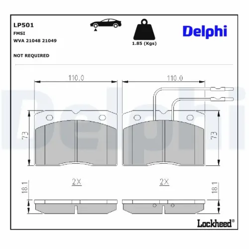 Bremsbelagsatz, Scheibenbremse DELPHI LP501 Bild Bremsbelagsatz, Scheibenbremse DELPHI LP501