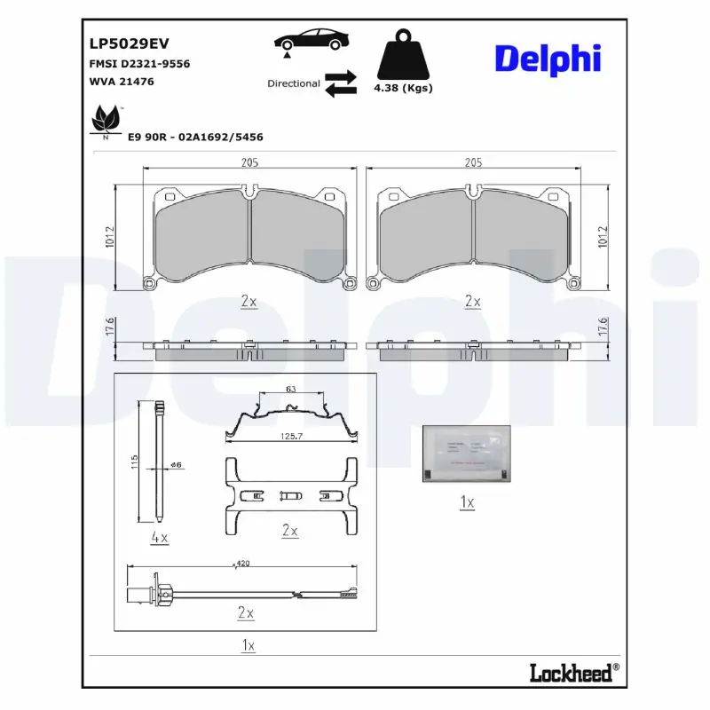Bremsbelagsatz, Scheibenbremse Vorderachse DELPHI LP5029EV