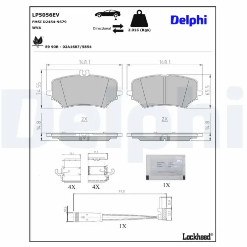Bremsbelagsatz, Scheibenbremse DELPHI LP5056EV Bild Bremsbelagsatz, Scheibenbremse DELPHI LP5056EV