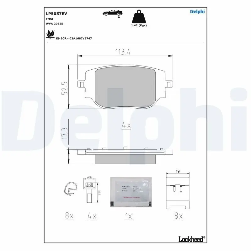 Bremsbelagsatz, Scheibenbremse DELPHI LP5057EV