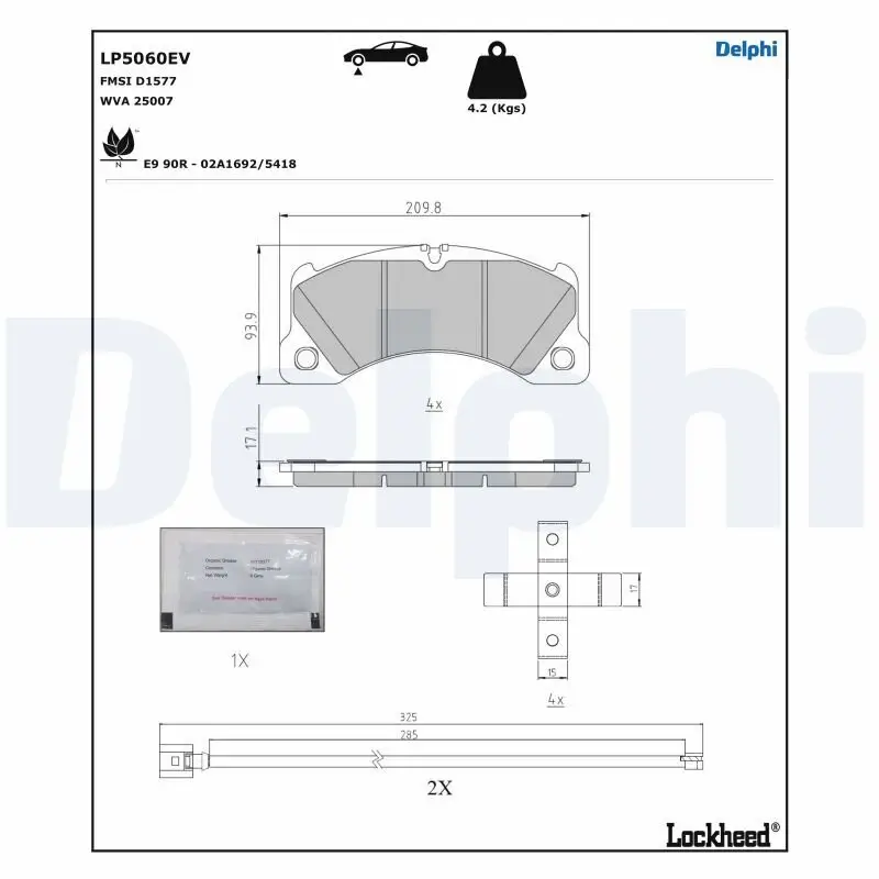 Bremsbelagsatz, Scheibenbremse DELPHI LP5060EV