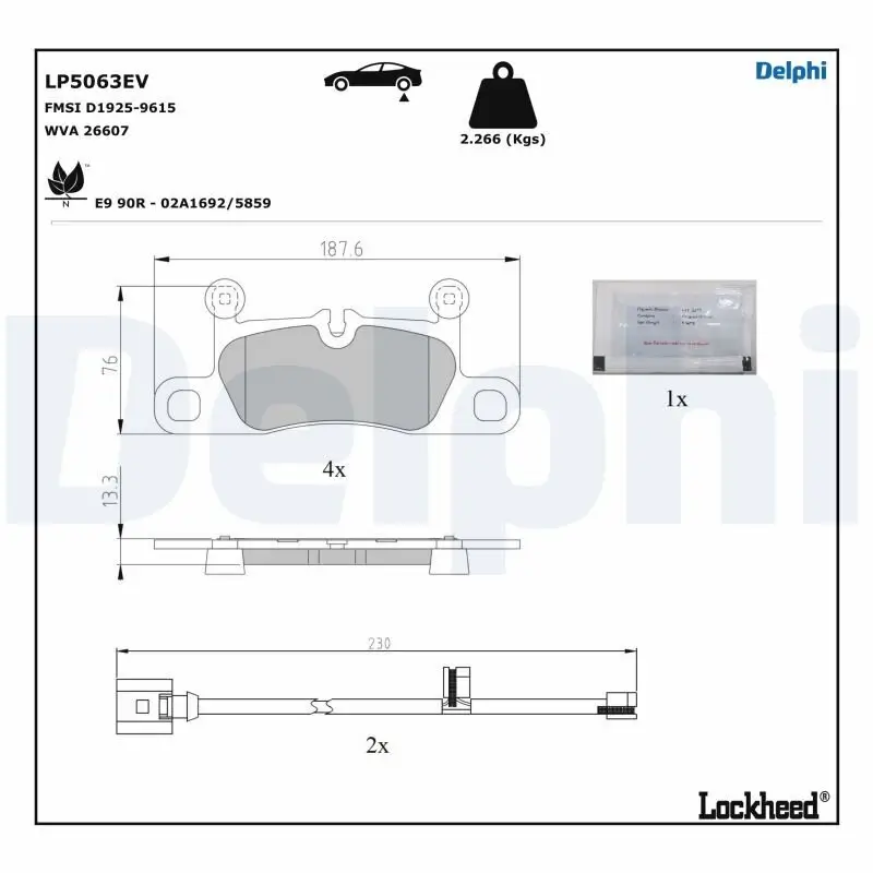 Bremsbelagsatz, Scheibenbremse DELPHI LP5063EV