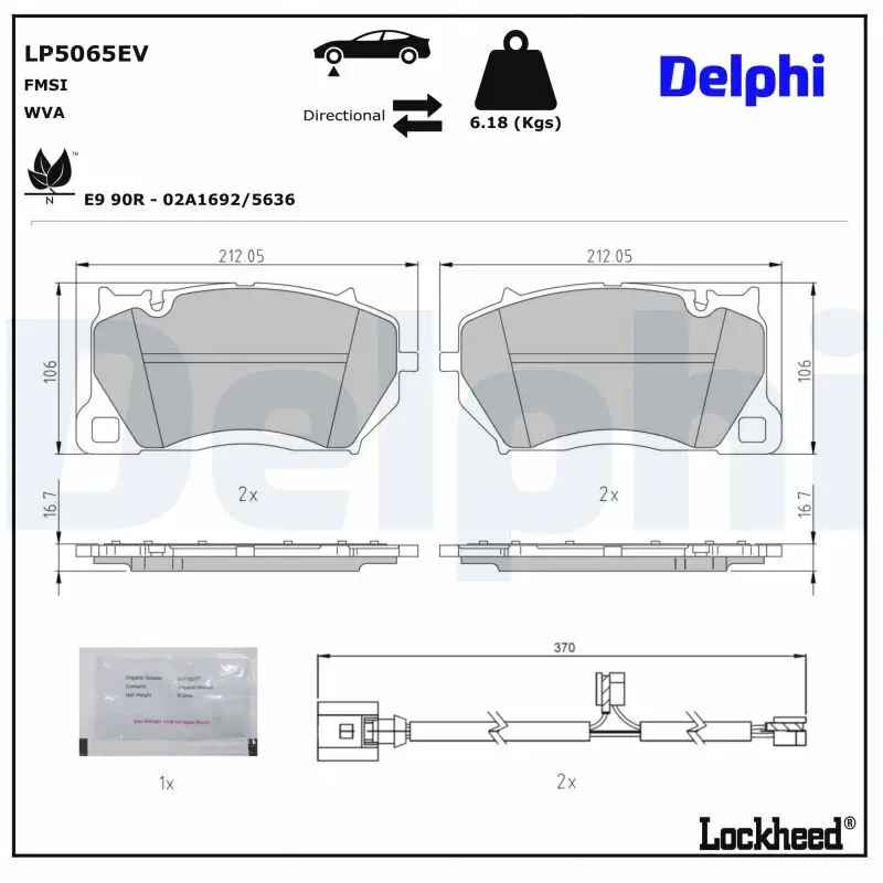 Bremsbelagsatz, Scheibenbremse DELPHI LP5065EV