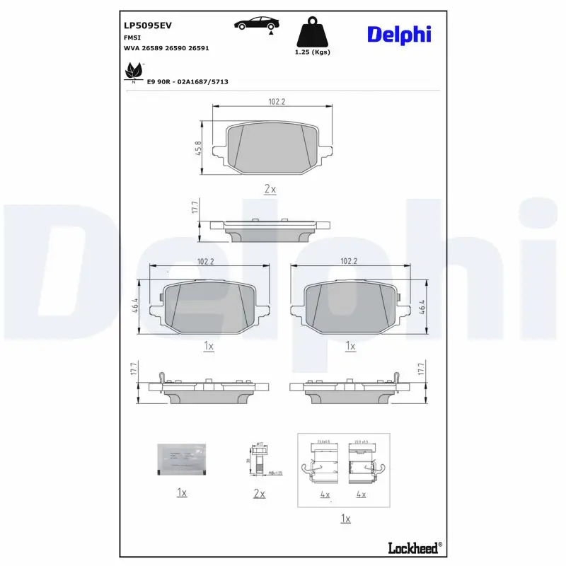 Bremsbelagsatz, Scheibenbremse Hinterachse DELPHI LP5095EV