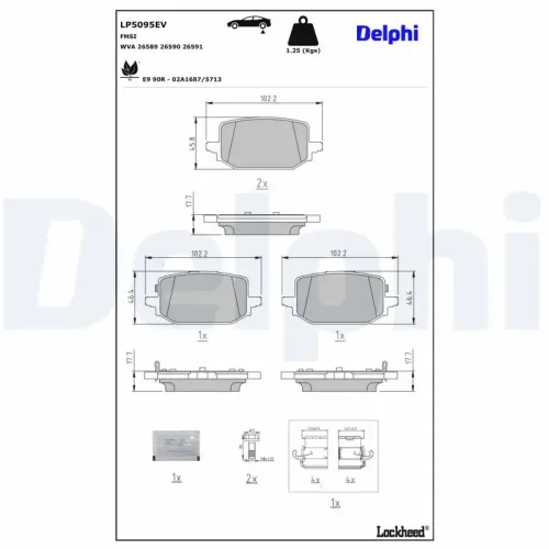 Bremsbelagsatz, Scheibenbremse Hinterachse DELPHI LP5095EV Bild Bremsbelagsatz, Scheibenbremse Hinterachse DELPHI LP5095EV