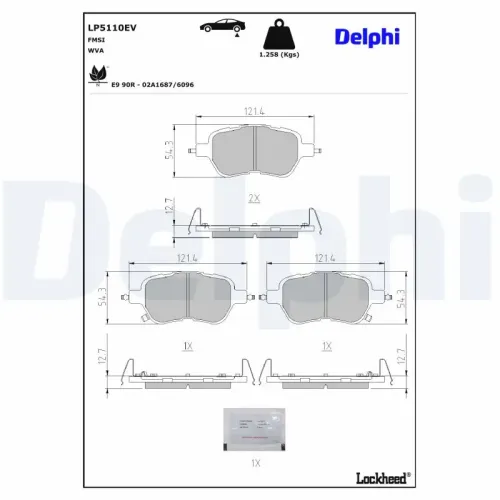 Bremsbelagsatz, Scheibenbremse Hinterachse DELPHI LP5110EV Bild Bremsbelagsatz, Scheibenbremse Hinterachse DELPHI LP5110EV